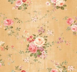 Seabrook Designs OF30208 Olde Francais Pink and Yellow Dijon Floral Wallpaper